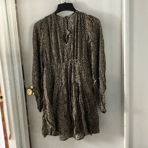 A New Day Black and Brown leopard print tie back dress